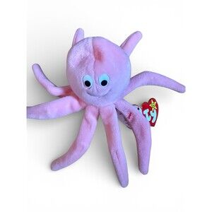 TY Beanie Baby "Inky the Pink Octopus 8 tentacles" 1994 PVC Pellets Retire Plush